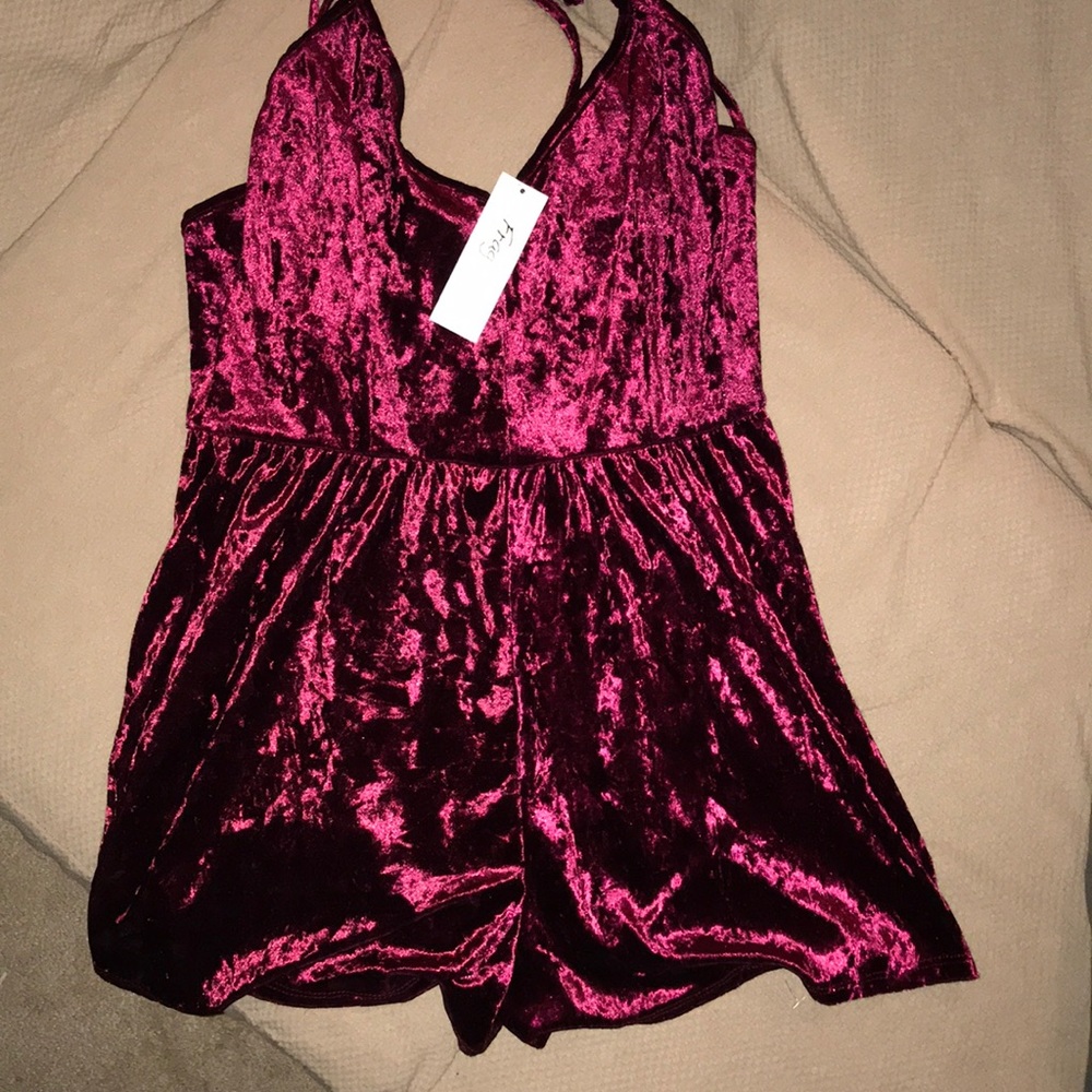 Fragile Rose short satin romper with tags